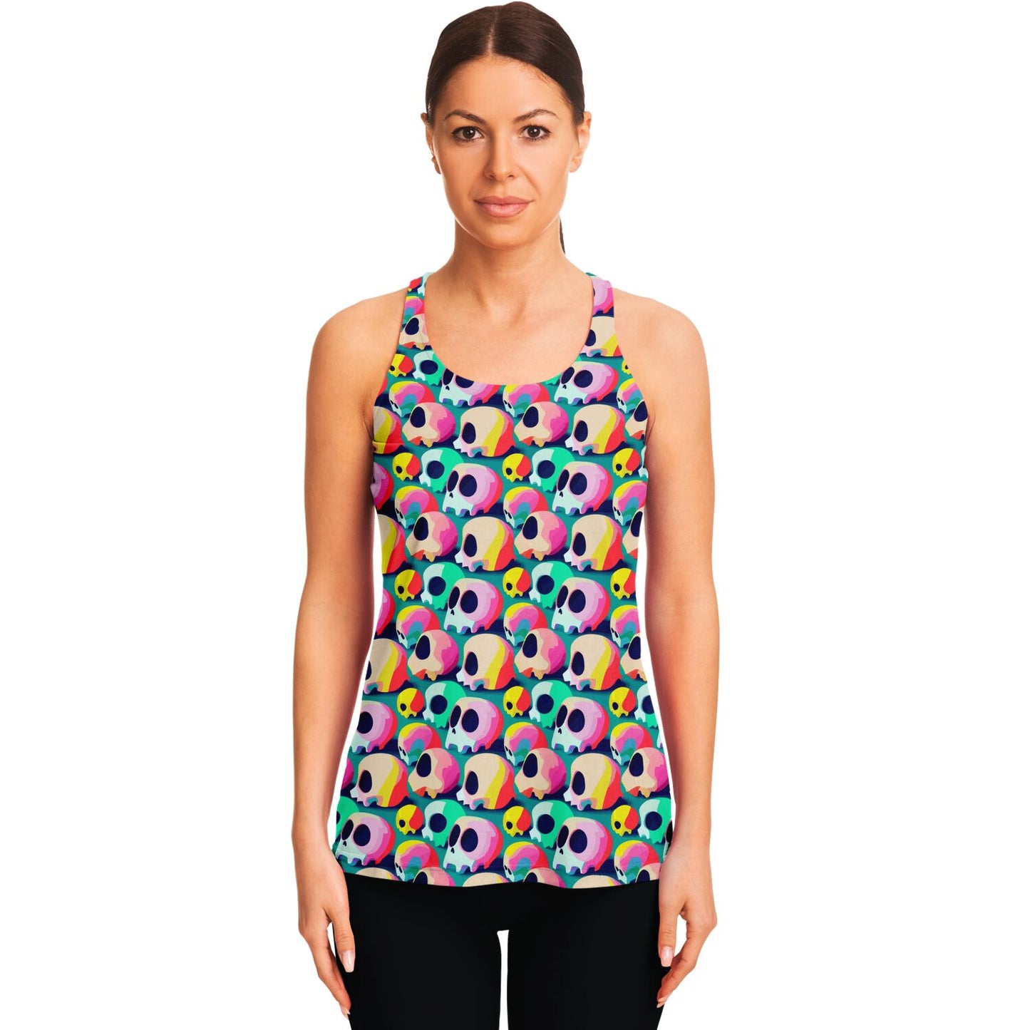 Pastel Skulls Print Racerback Tank Top