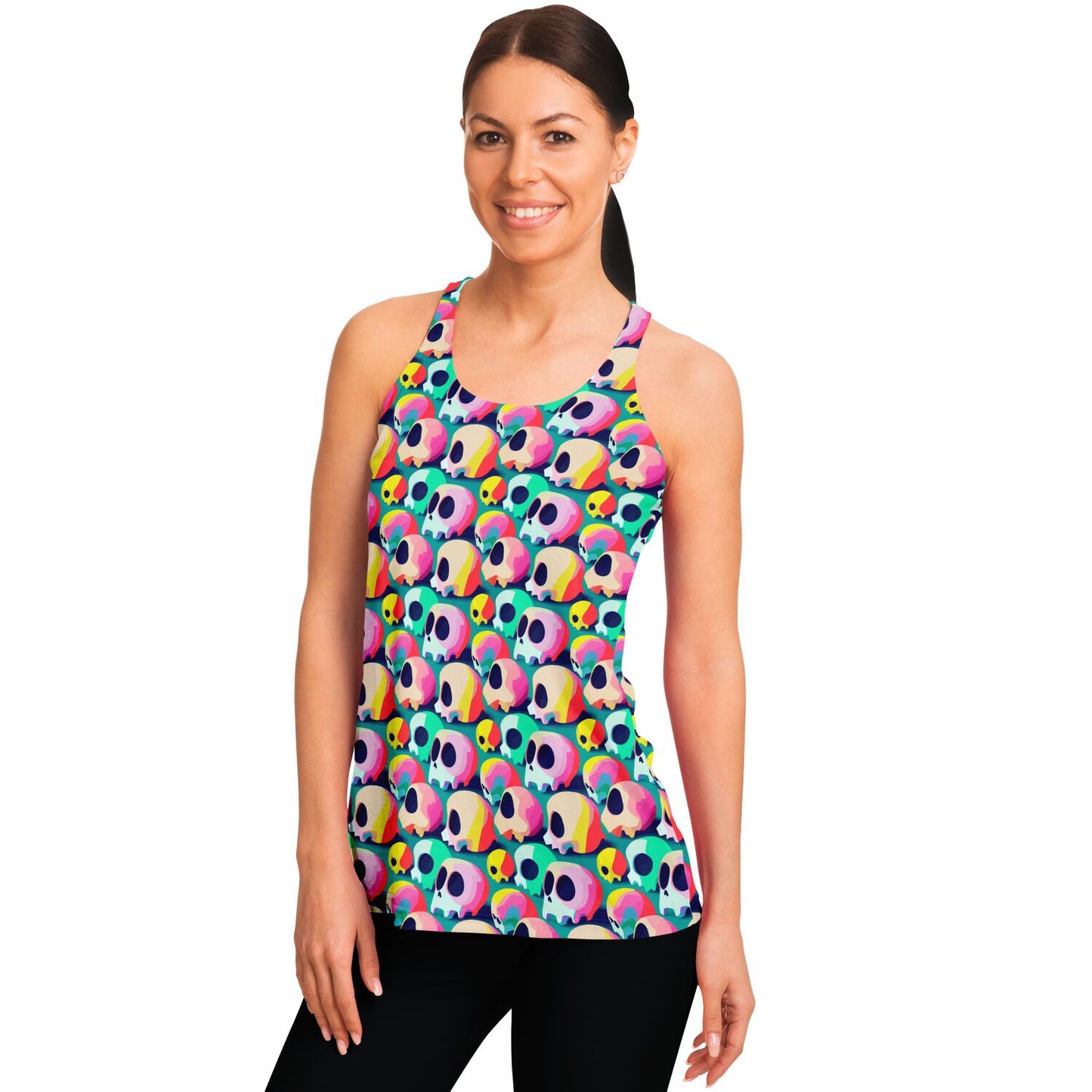 Pastel Skulls Print Racerback Tank Top