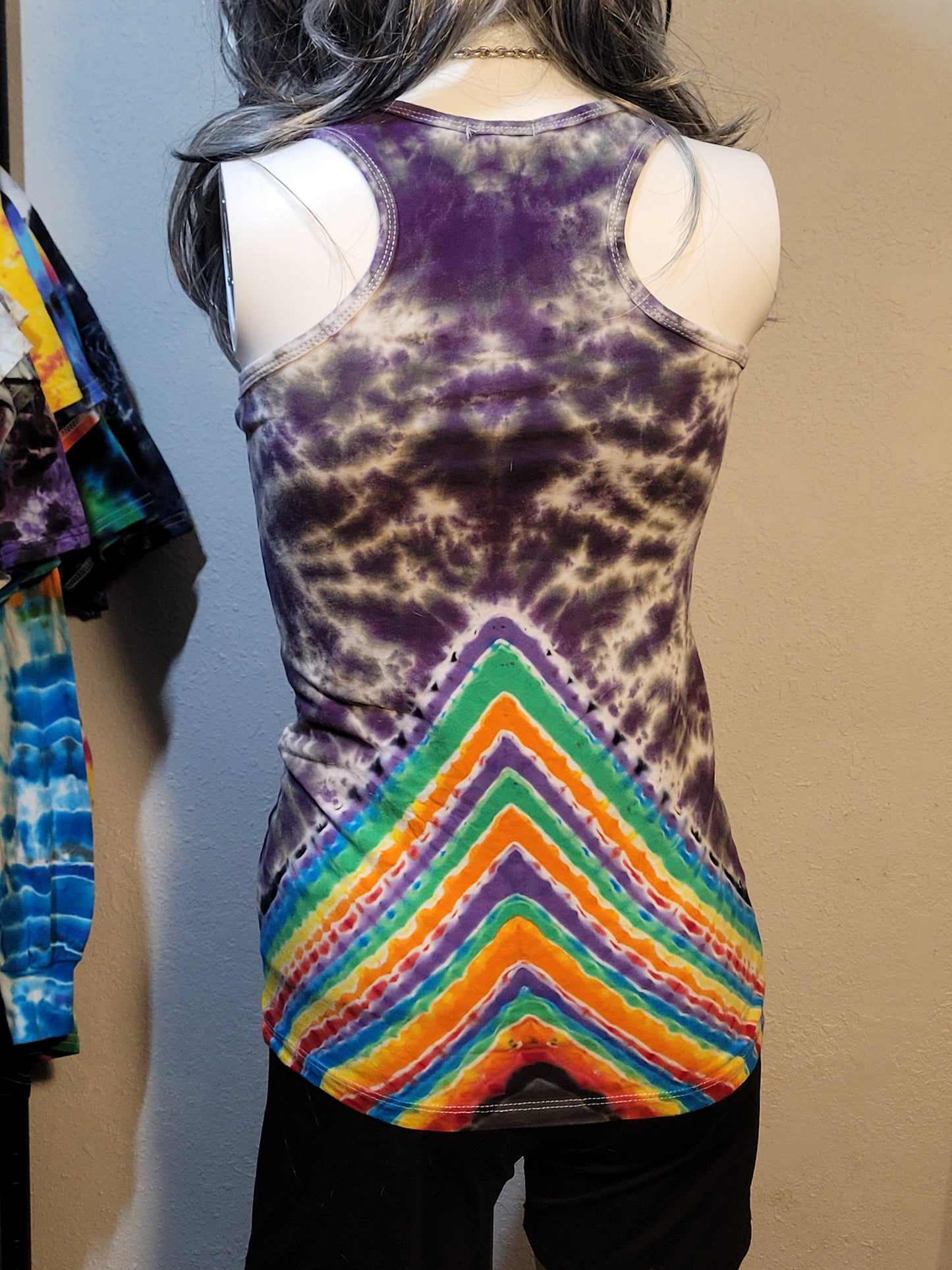 Hand-Dyed Heart with Rainbow Spine Racerback Tank Top - Adult Medium