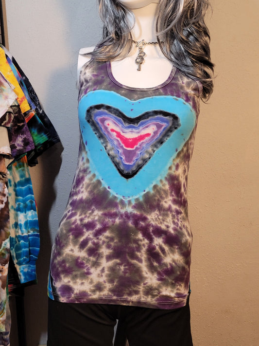 Hand-Dyed Heart with Rainbow Spine Racerback Tank Top - Adult Medium