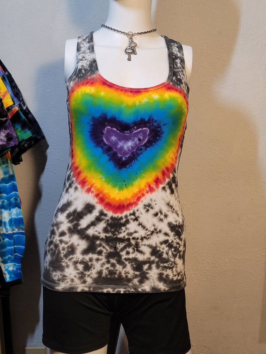 Hand-Dyed Rainbow Heart Chakra Racerback Tank Top - Adult Large