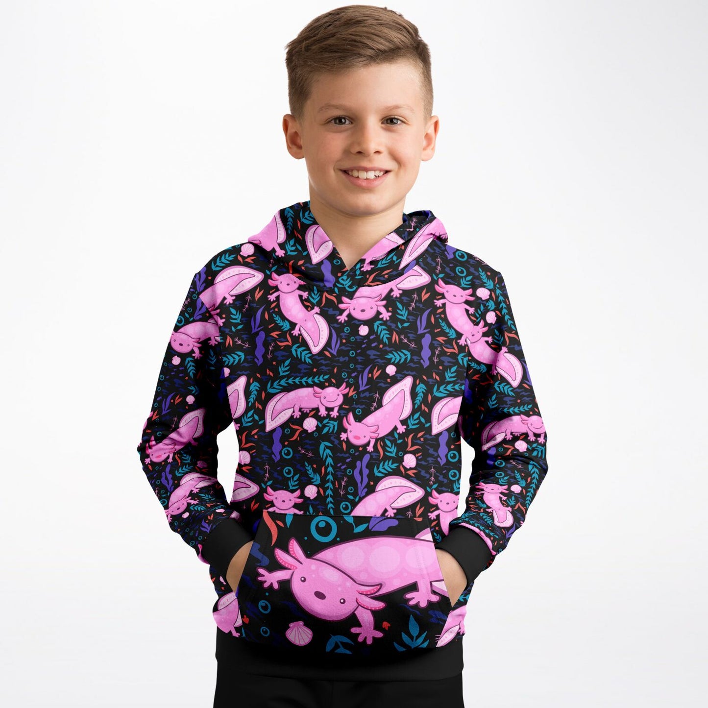 Axolotl Print Youth Pullover Hoodie