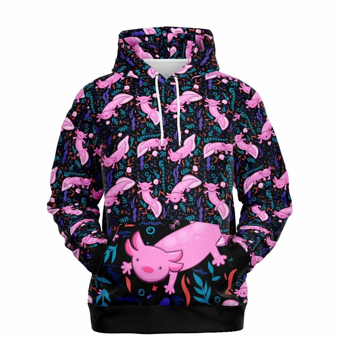 Axolotl Print Adult Pullover Hoodie