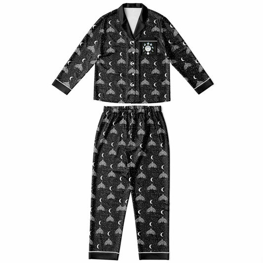 Celestial Death Moth Women's Satin Pajama Two-Piece Set