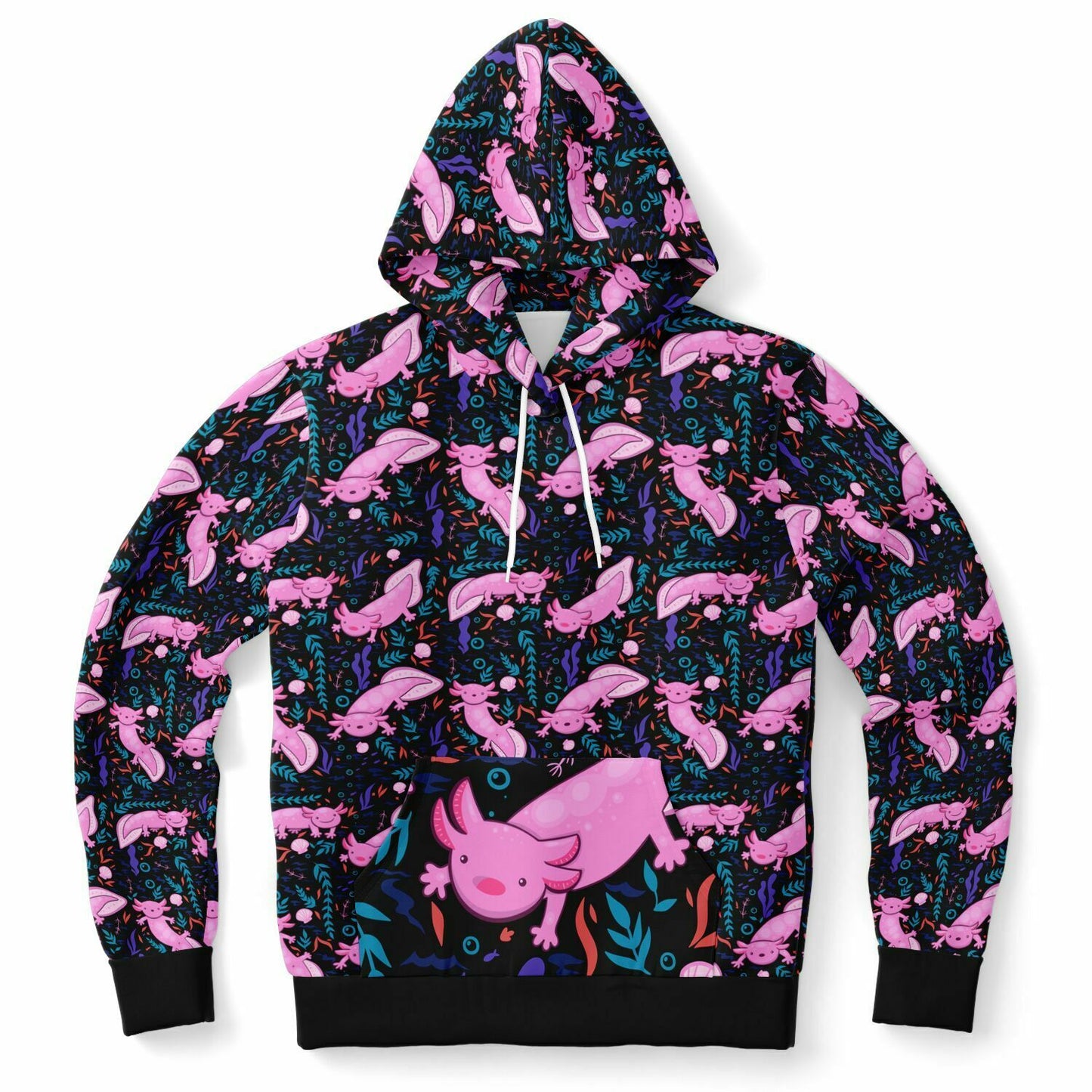 Axolotl Print Adult Pullover Hoodie