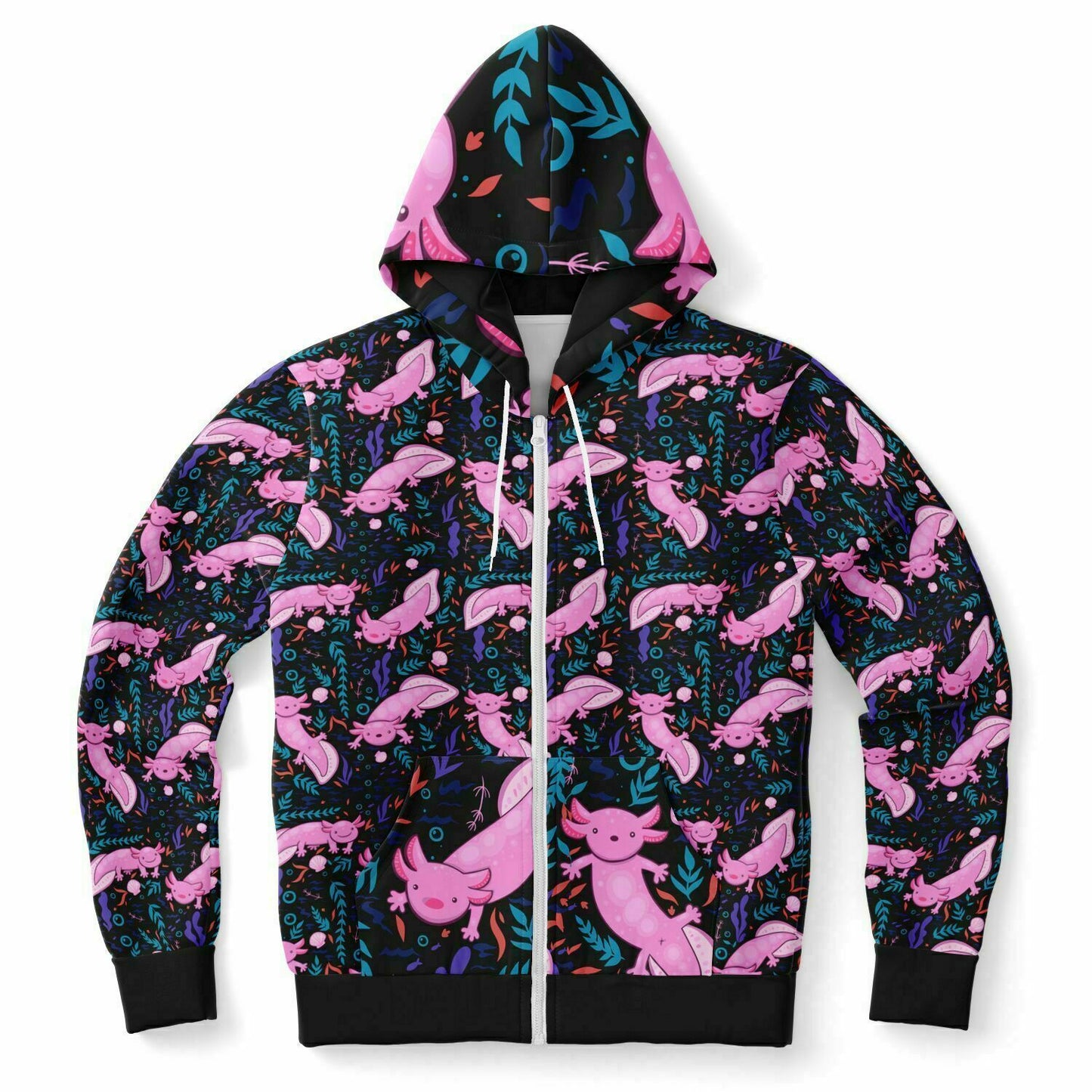 Axolotl Print Adult Zip-Up Hoodie