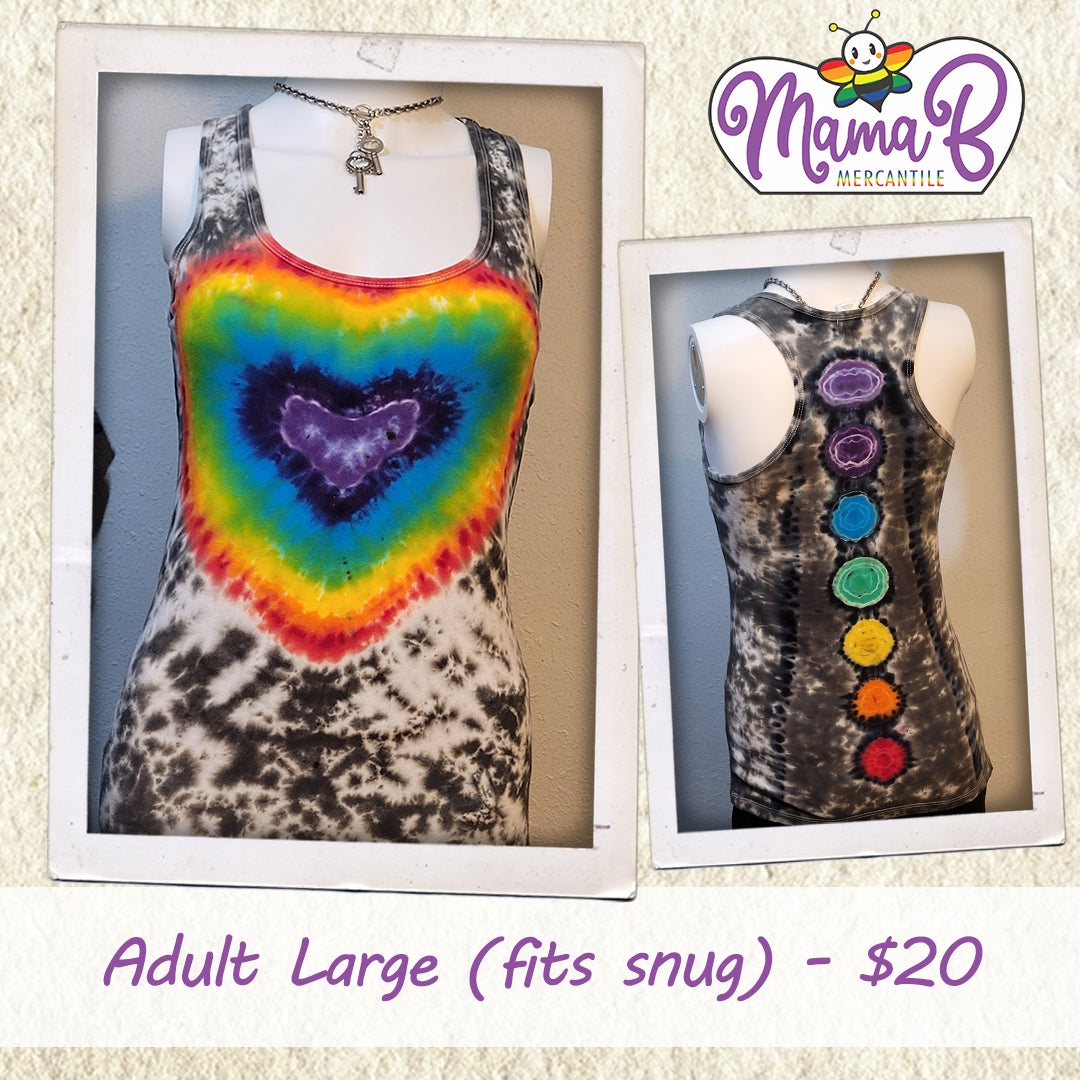 Hand-Dyed Rainbow Heart Chakra Racerback Tank Top - Adult Large